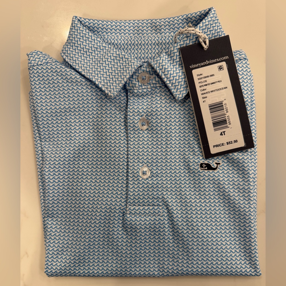 Vineyard Vines Boy’s Patterned Blue Polo